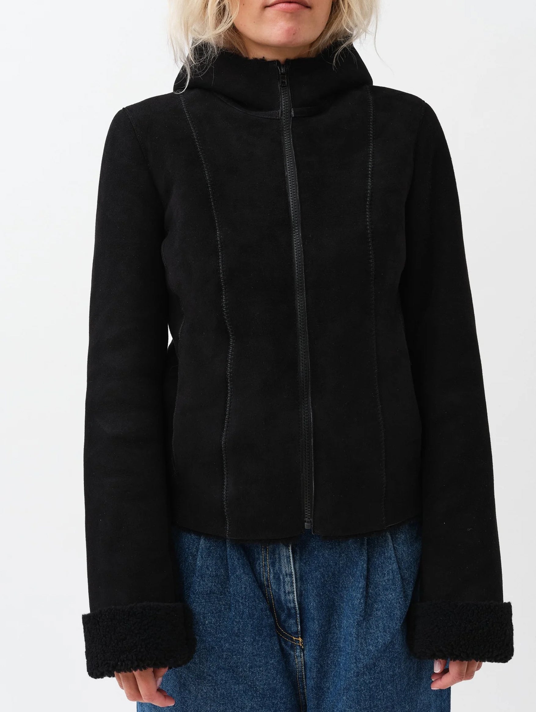 Milena Jacket in Black Shearling