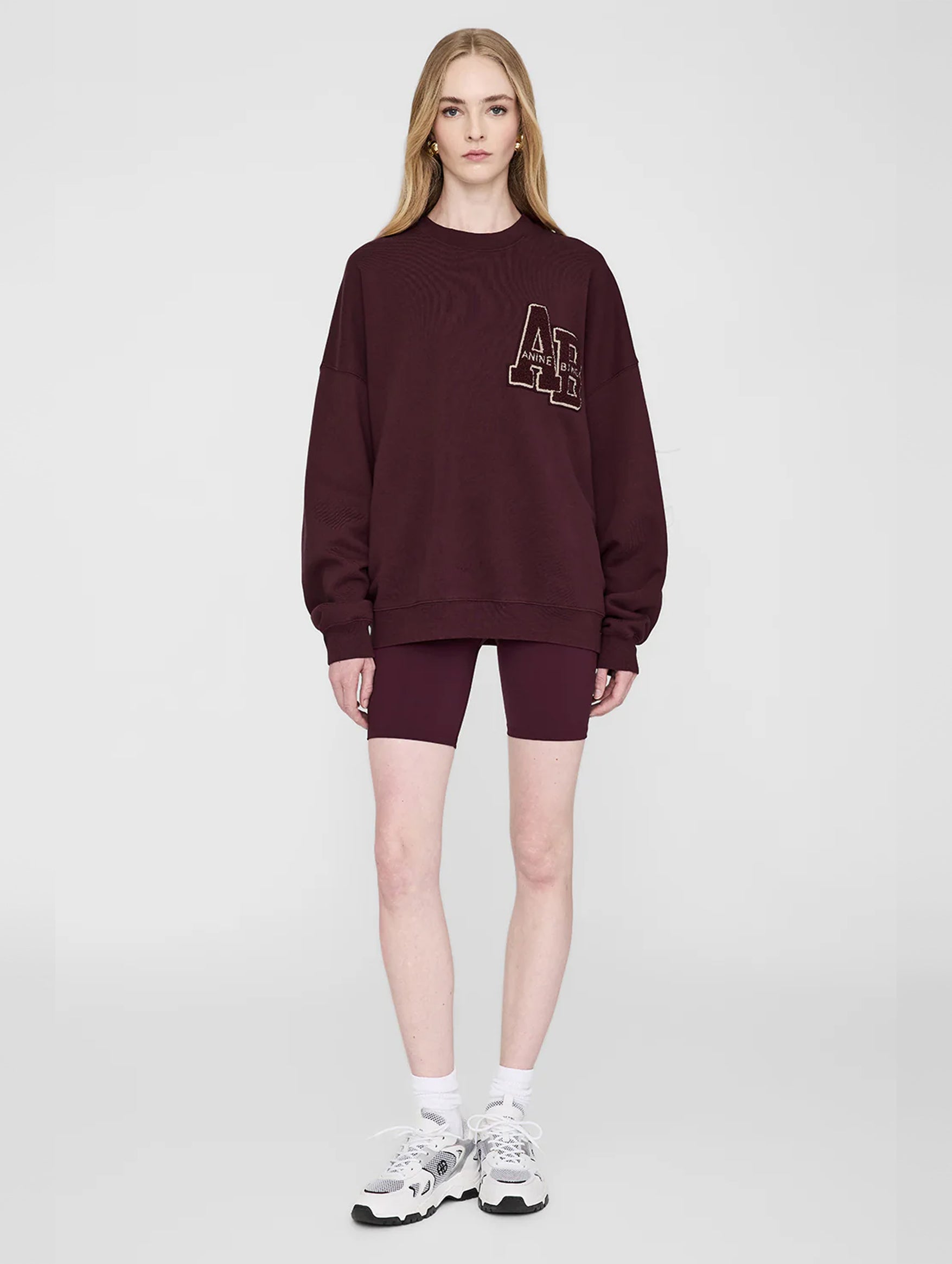 Miles Letterman Sweatshirt in Dark Burgundy