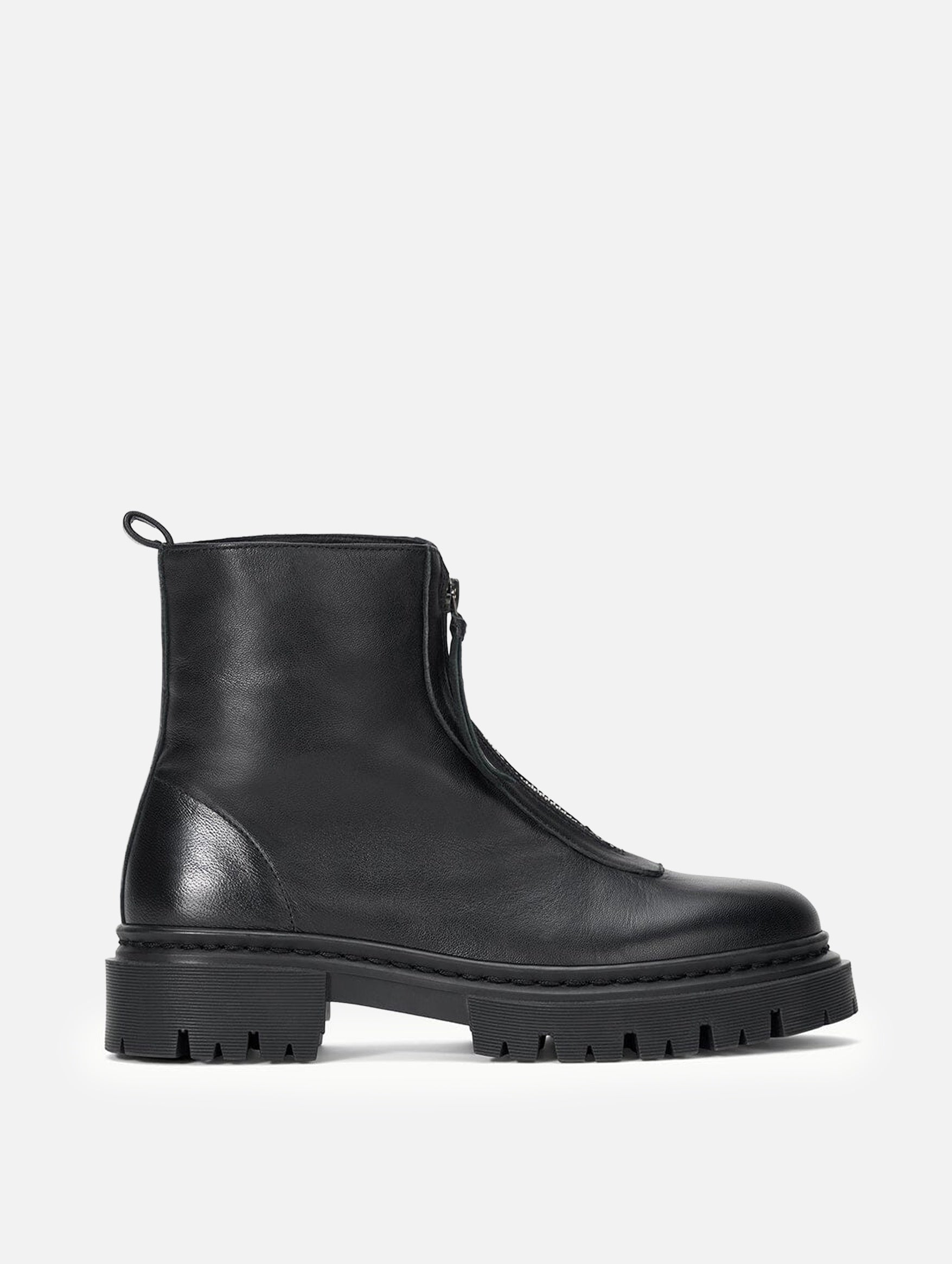 Miles Zip Ankle Boot in Black