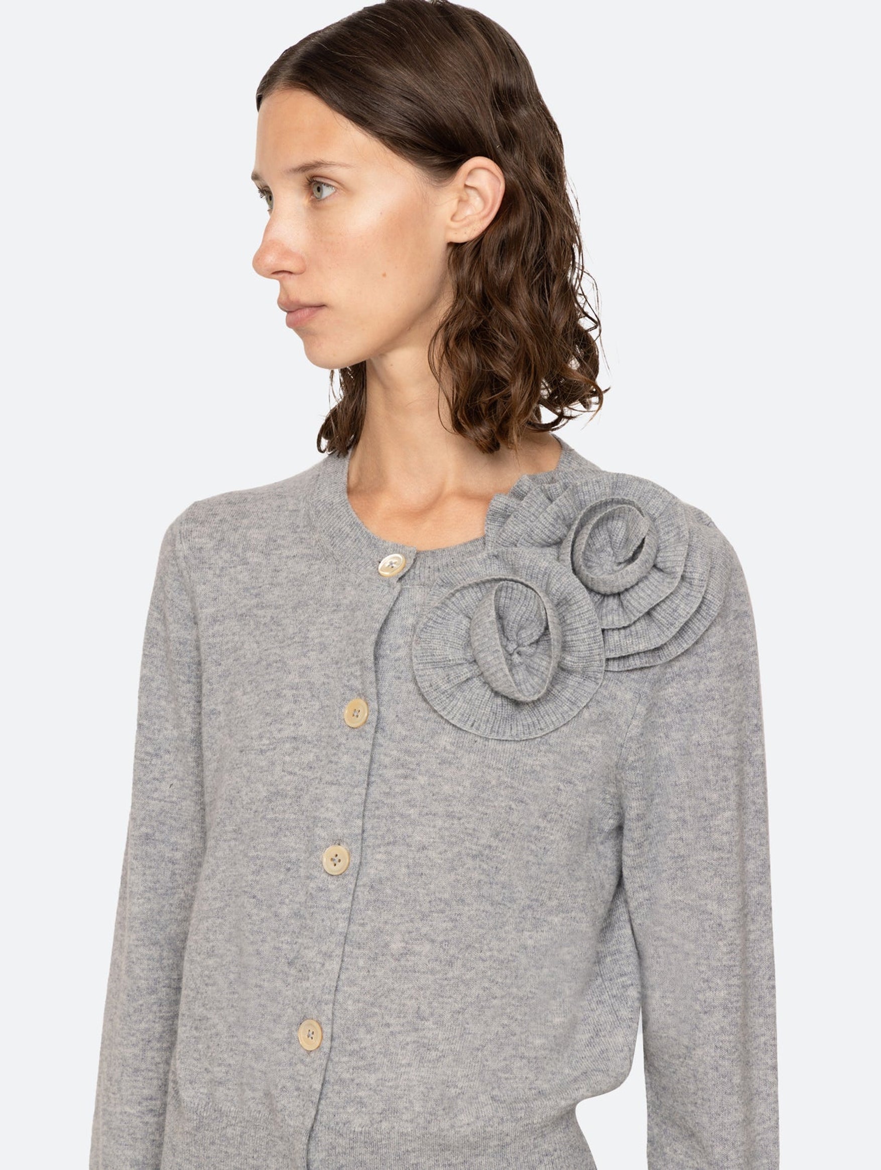 Minette Flower Cardigan in Grey Grey