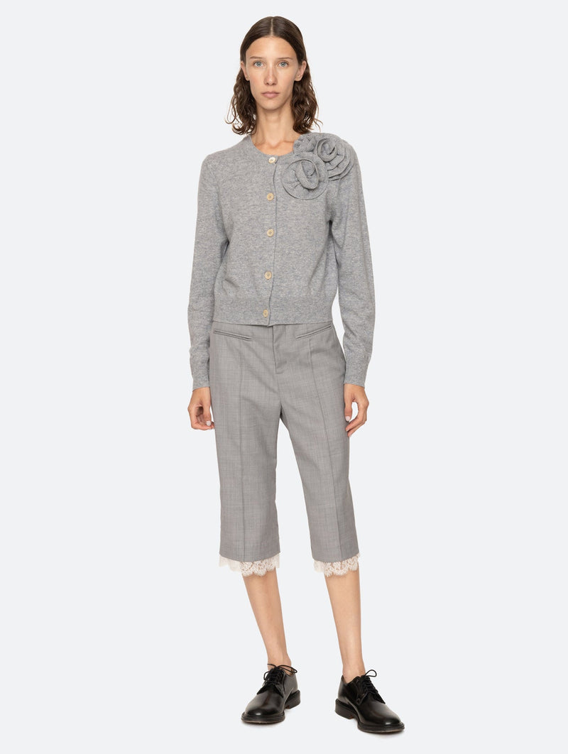 Minette Flower Cardigan in Grey Grey