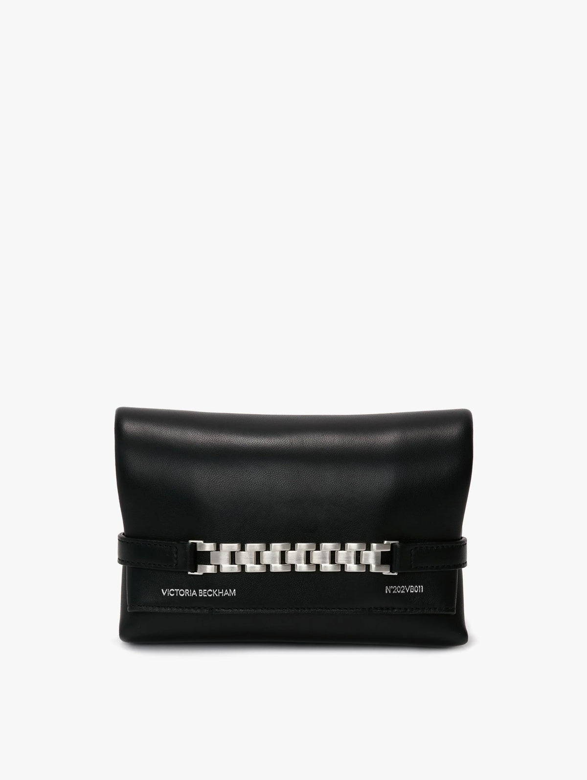 Mini Chain Pouch with Long Strap Silver Chain in Black