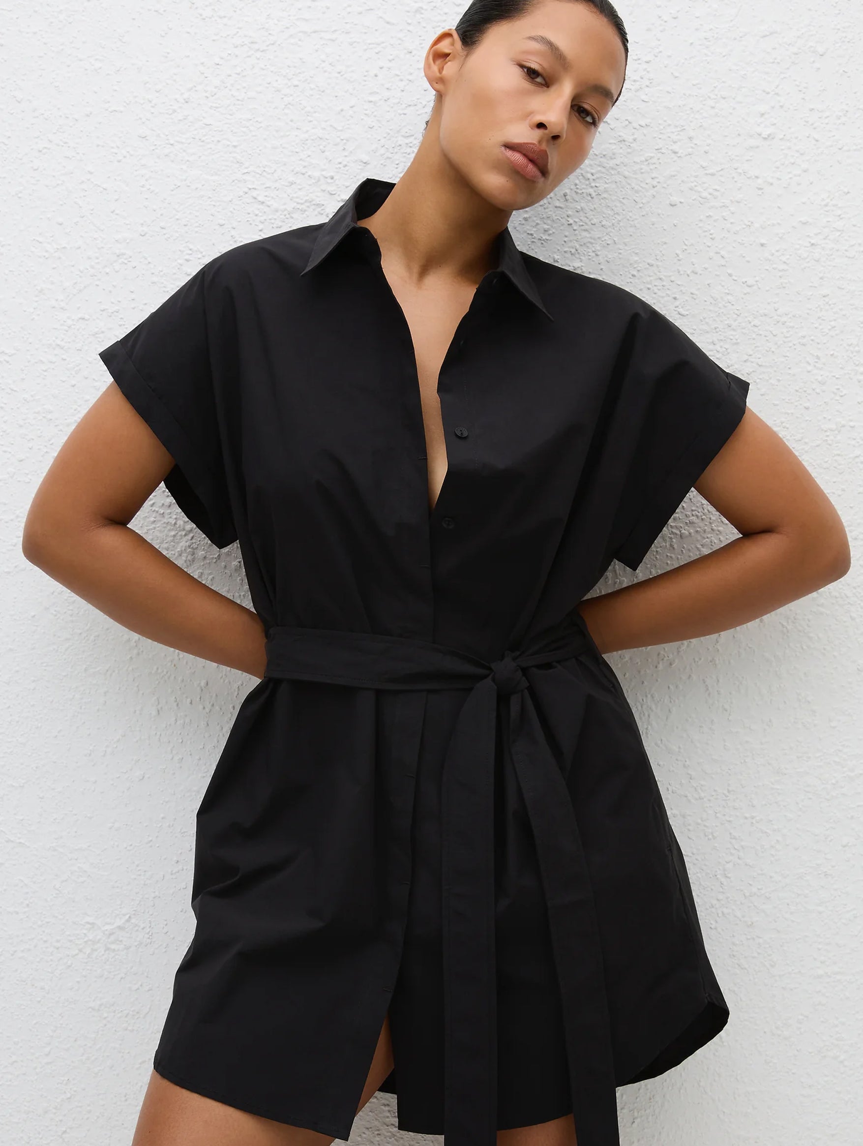 Mini Shirt Dress in Black