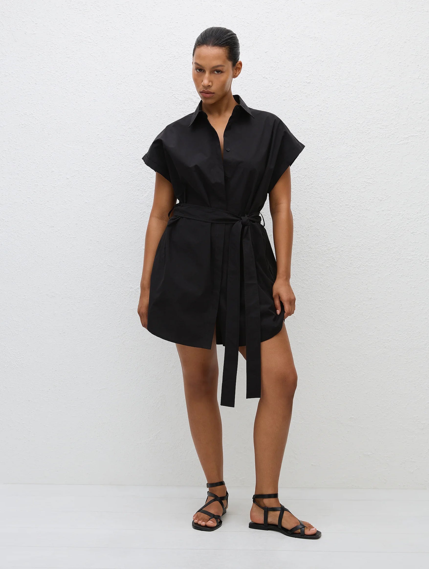 Mini Shirt Dress in Black