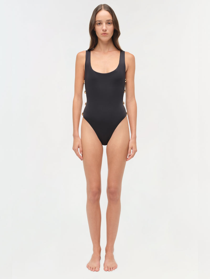 Mona Scoop Neck Swimsuit in Black