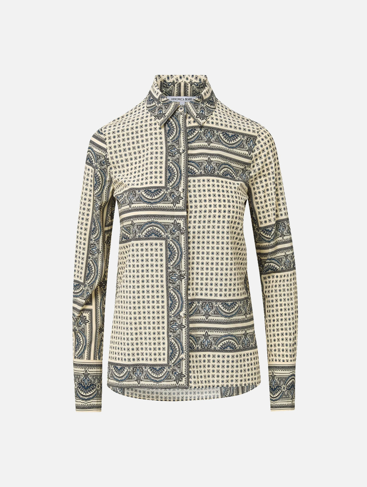 Monique Shirt in Ecru Teal Multi