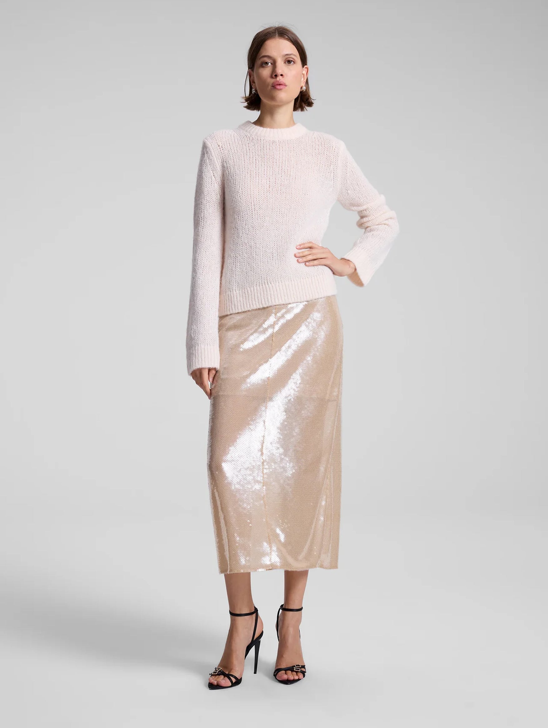 Monroe Soft Sequin Skirt in Clear