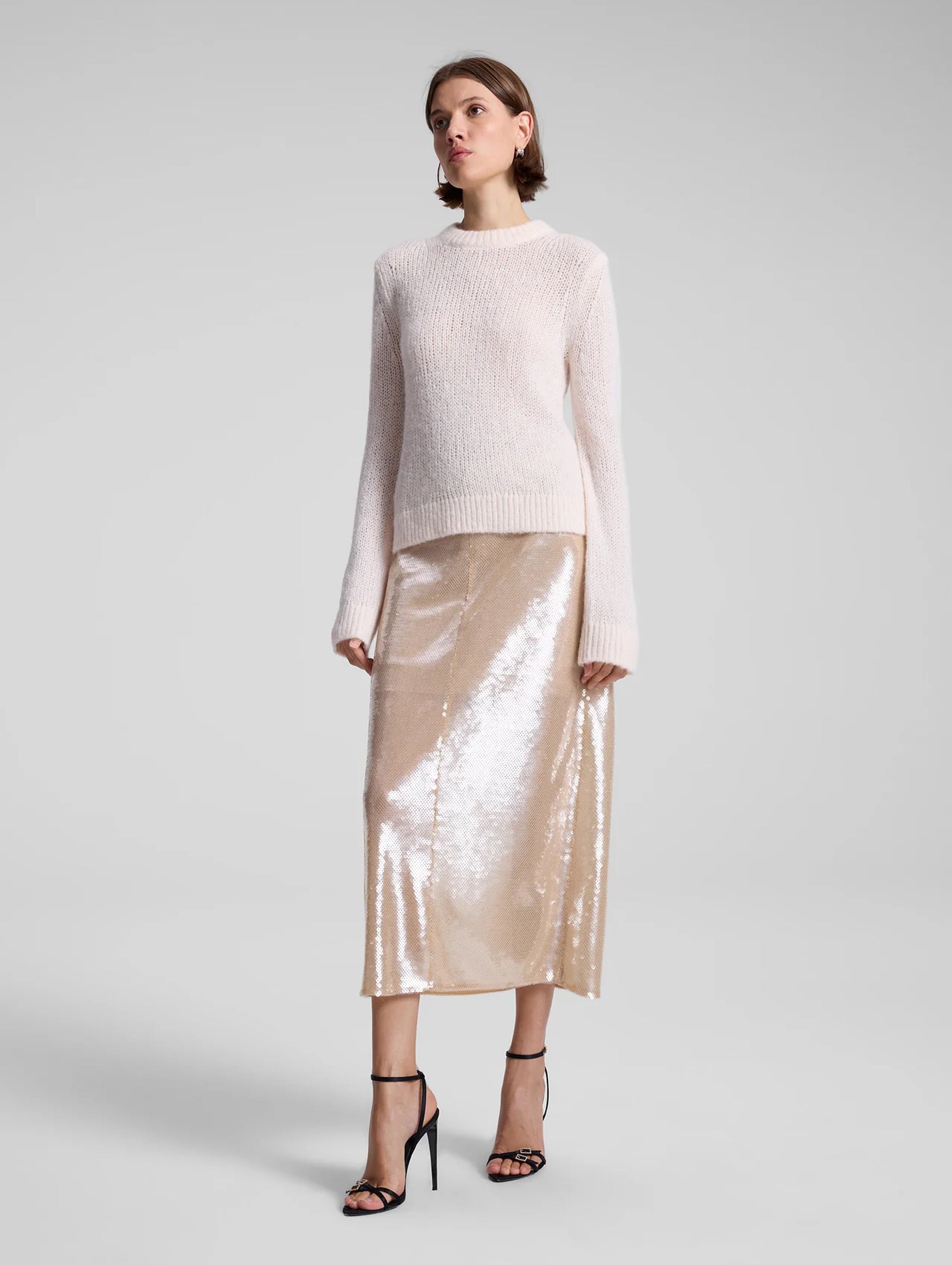 Monroe Soft Sequin Skirt in Clear