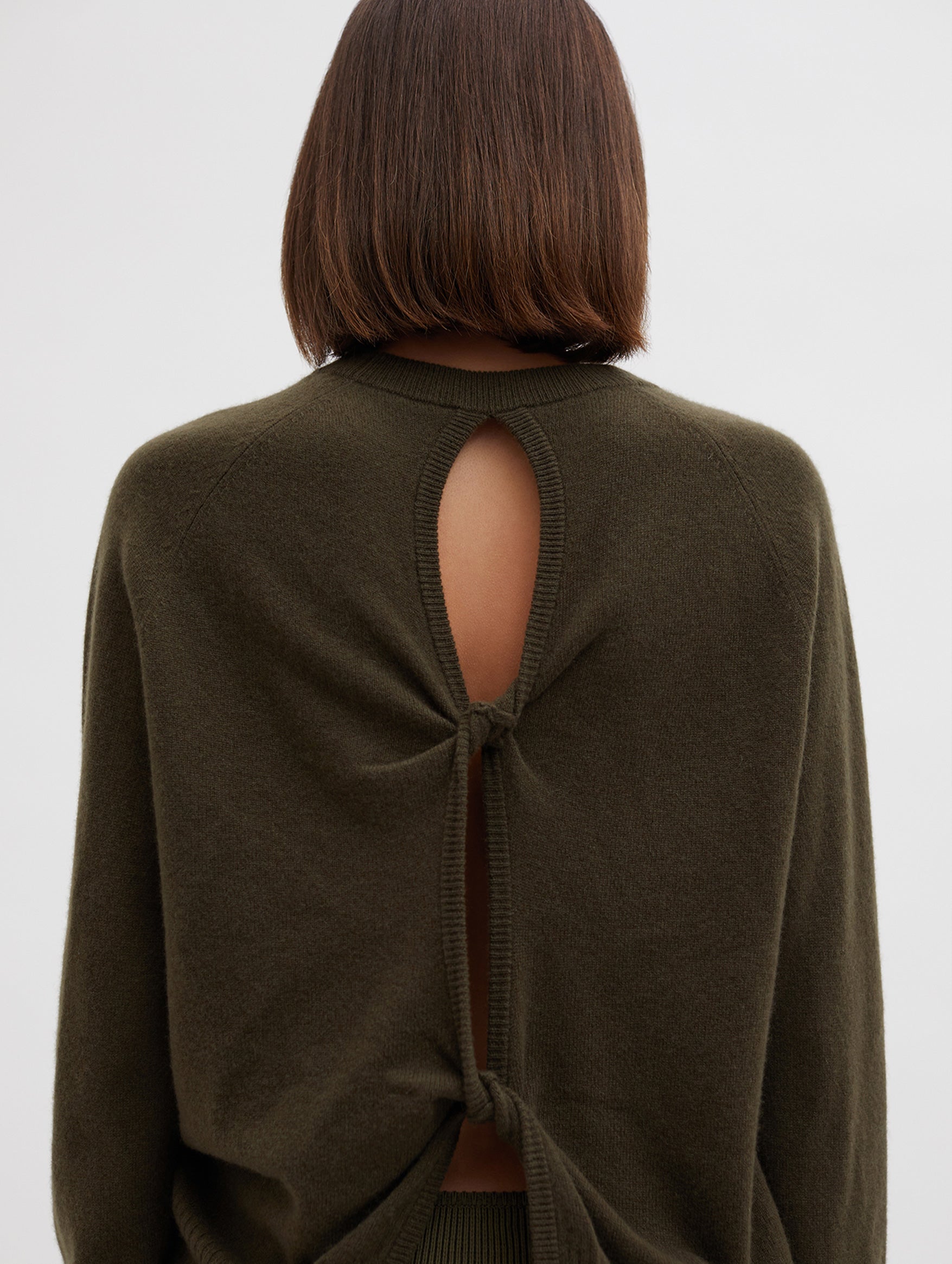 Monument Open Twist Cashmere Sweater in Khaki