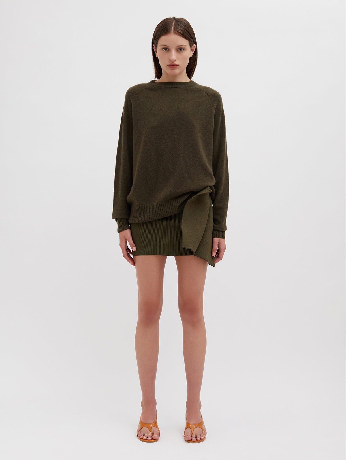 Monument Open Twist Cashmere Sweater in Khaki