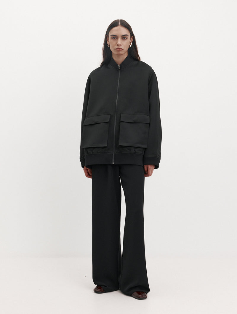 Moon Jacket in Black Satin