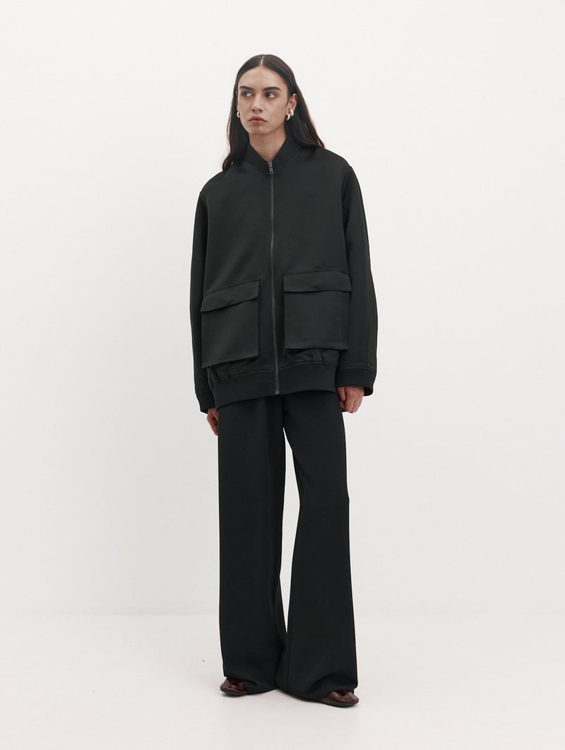 Moon Jacket in Black Satin