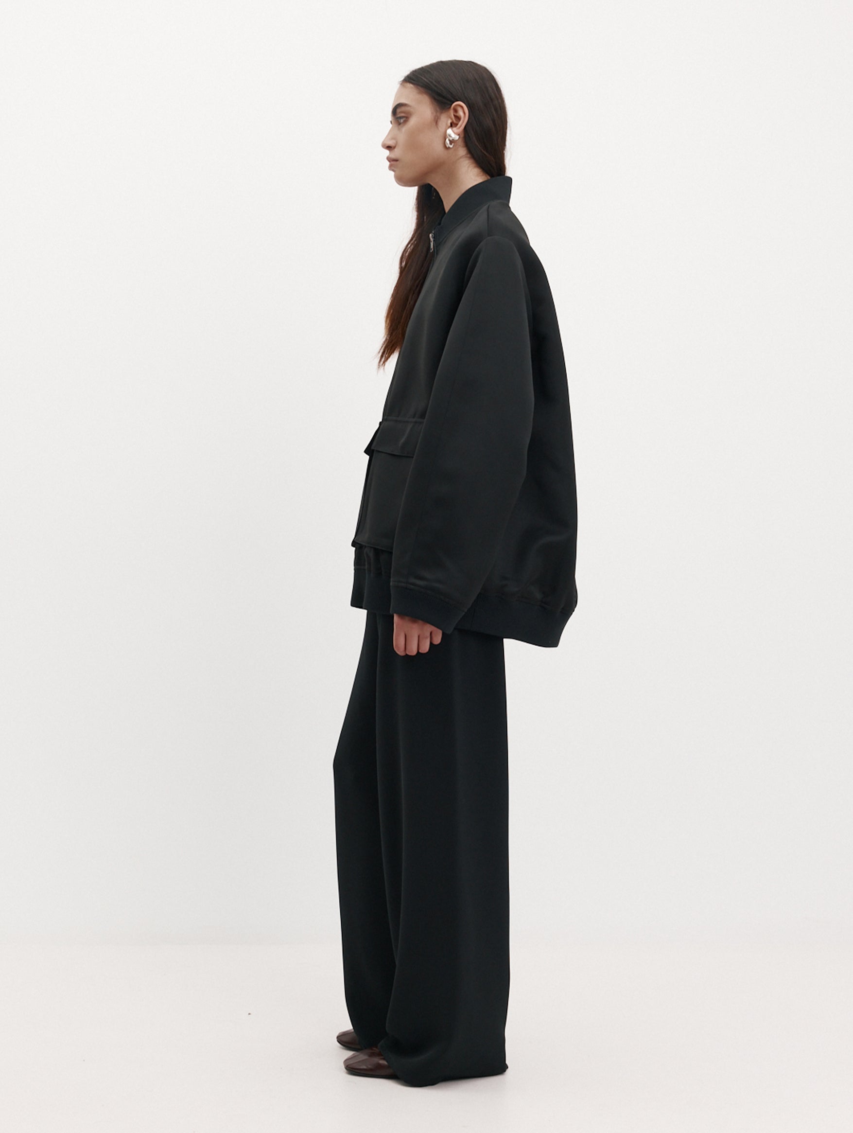 Moon Jacket in Black Satin