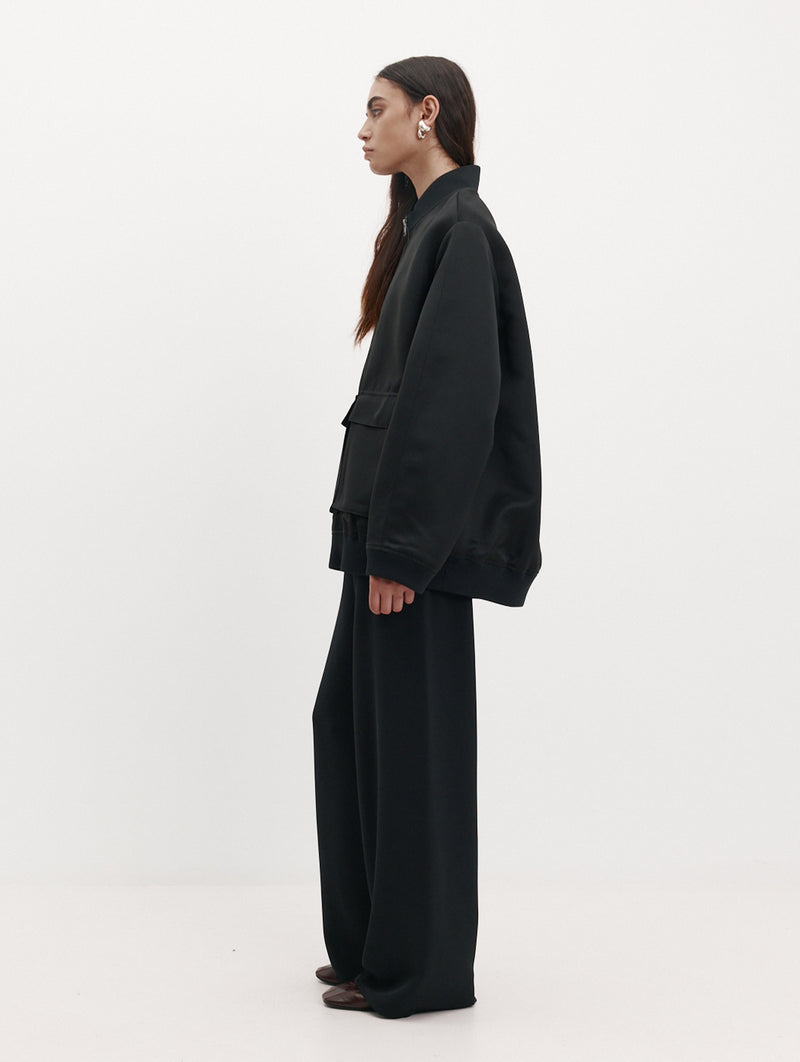 Moon Jacket in Black Satin
