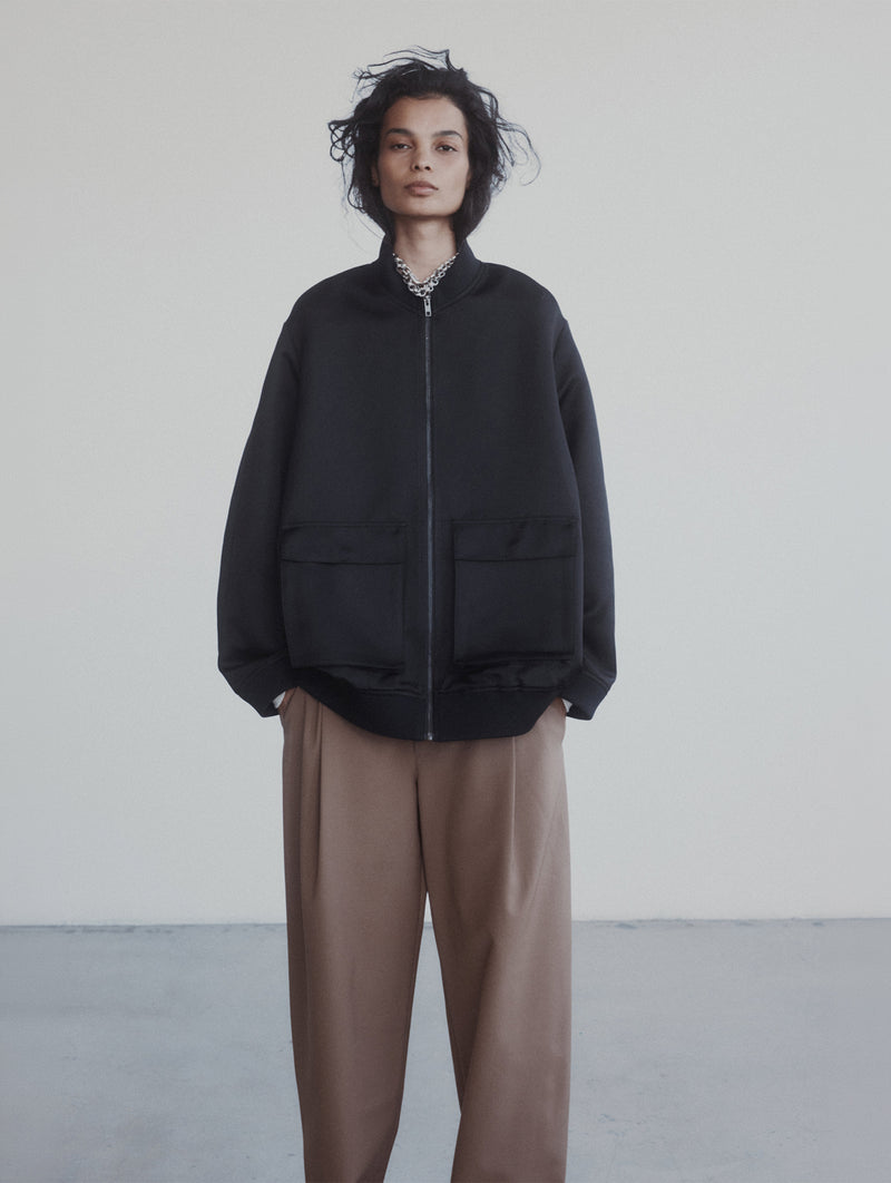 Moon Jacket in Black Satin