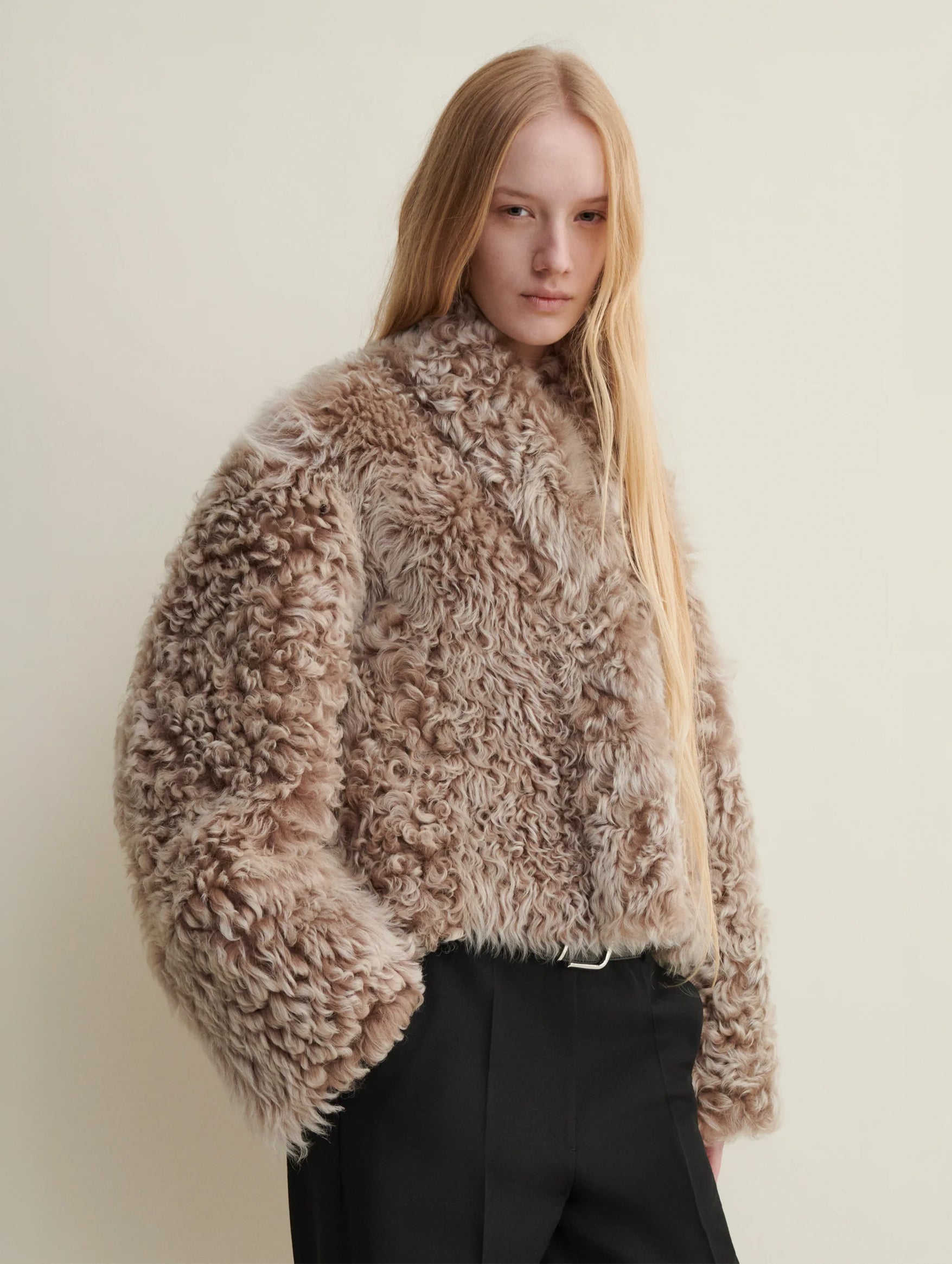 Mooney Forest Vega Shearling Jacket in Beige