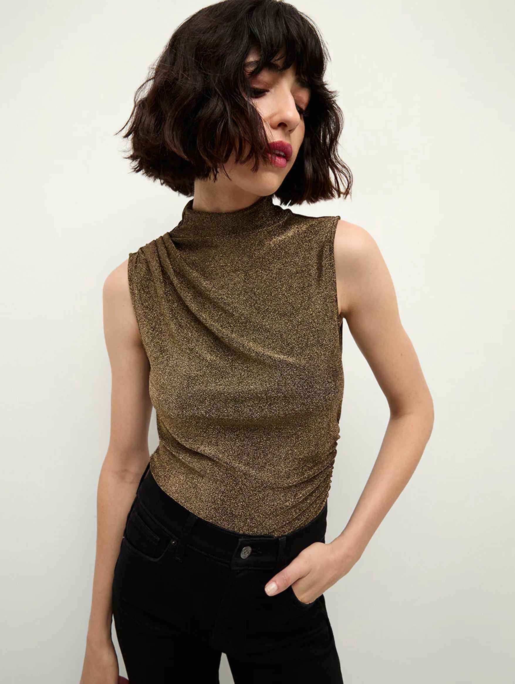 Mylie Sleeveless Top in Antique Gold