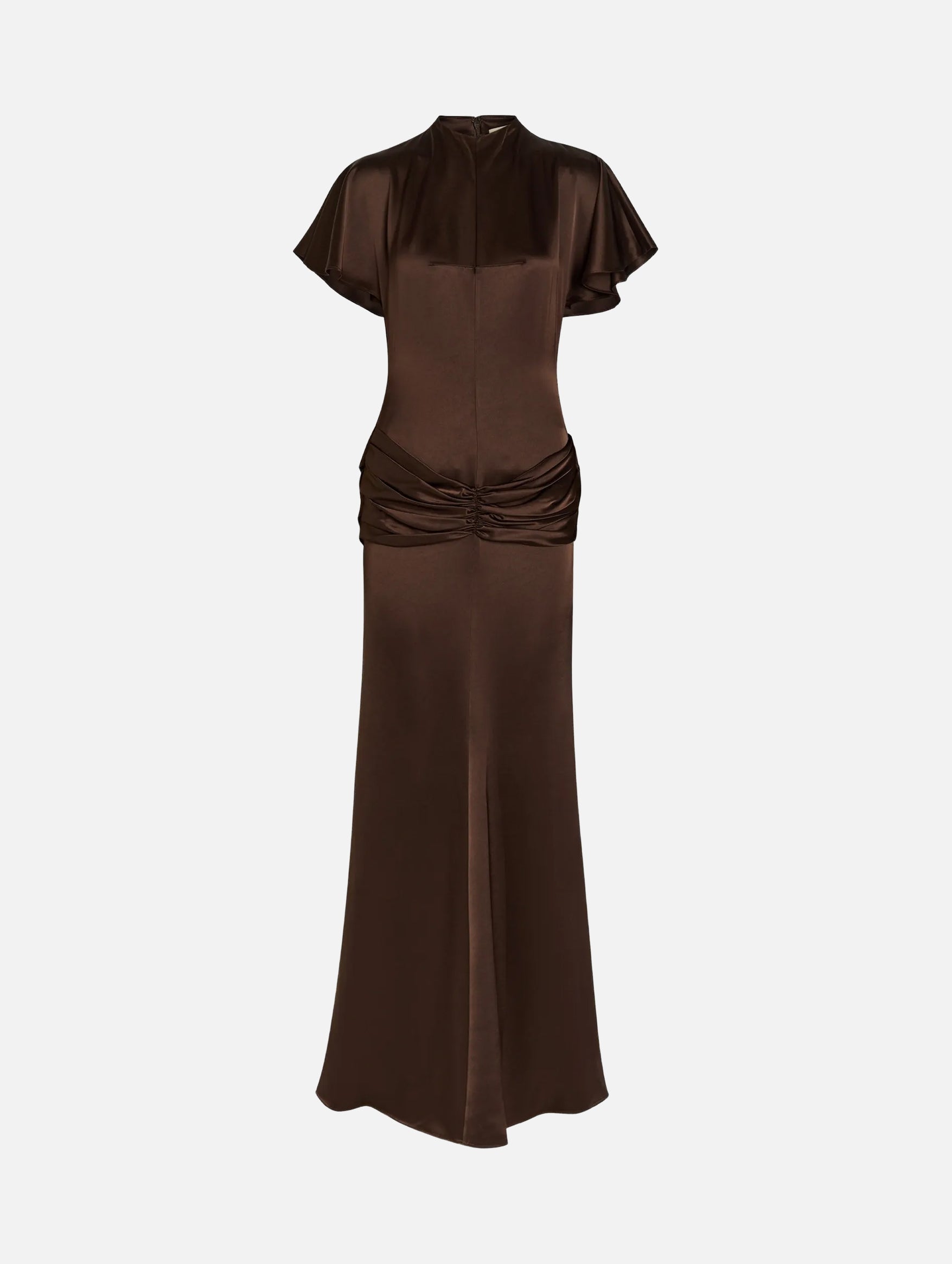 Myra Double Satin Maxi Dress In Brown