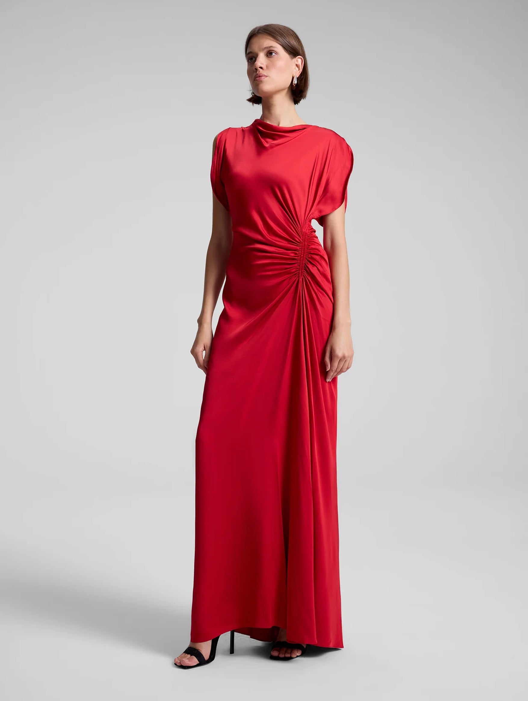 Nadia Satin Gown in Really Red