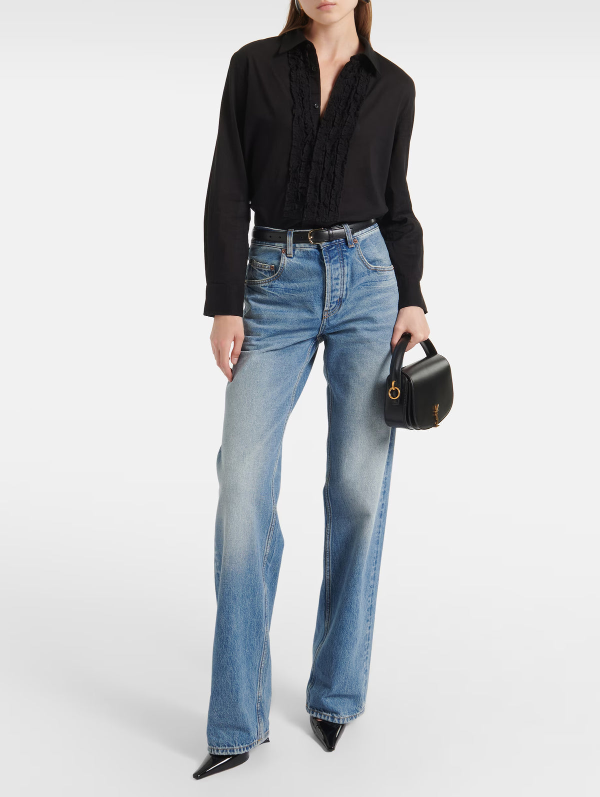 Nathael Ruffle Shirt in Black