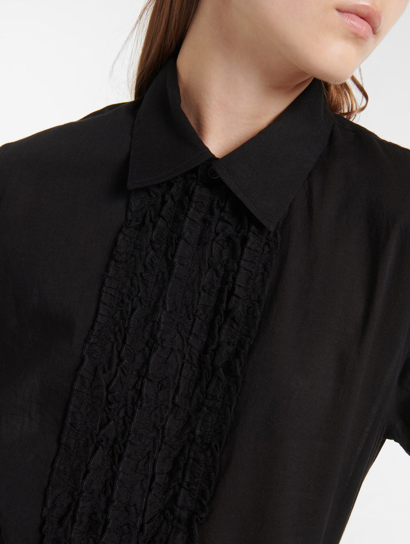 Nathael Ruffle Shirt in Black