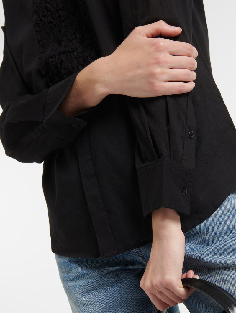 Nathael Ruffle Shirt in Black