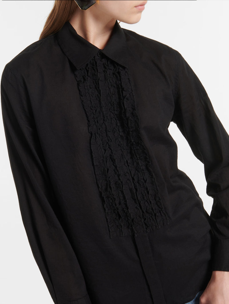 Nathael Ruffle Shirt in Black