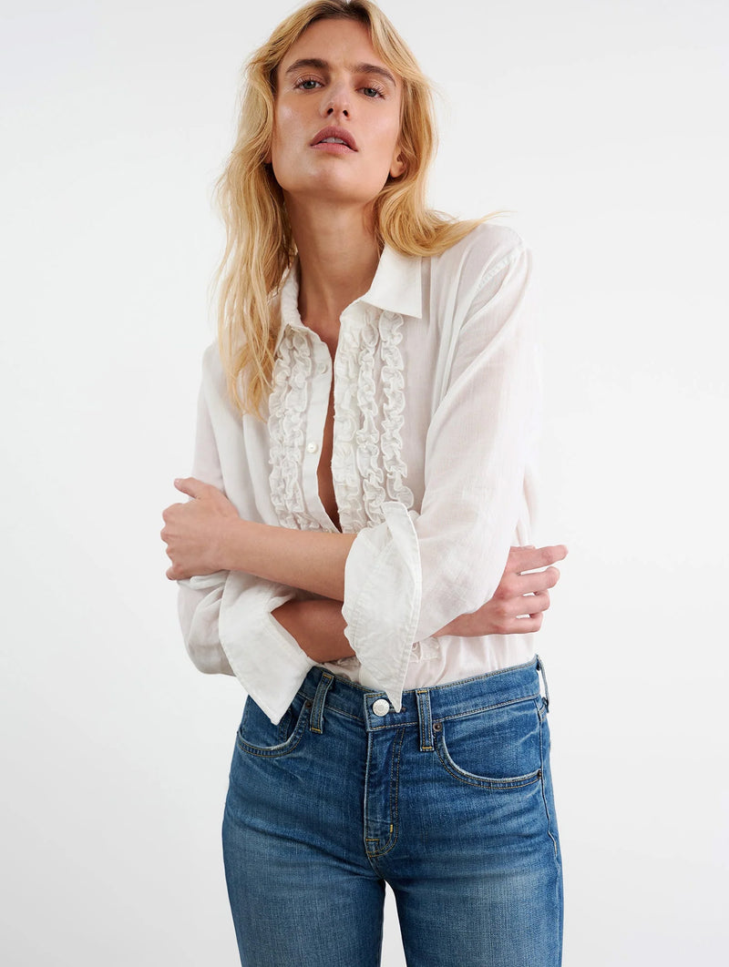 Nathael Ruffle Shirt in Ivory