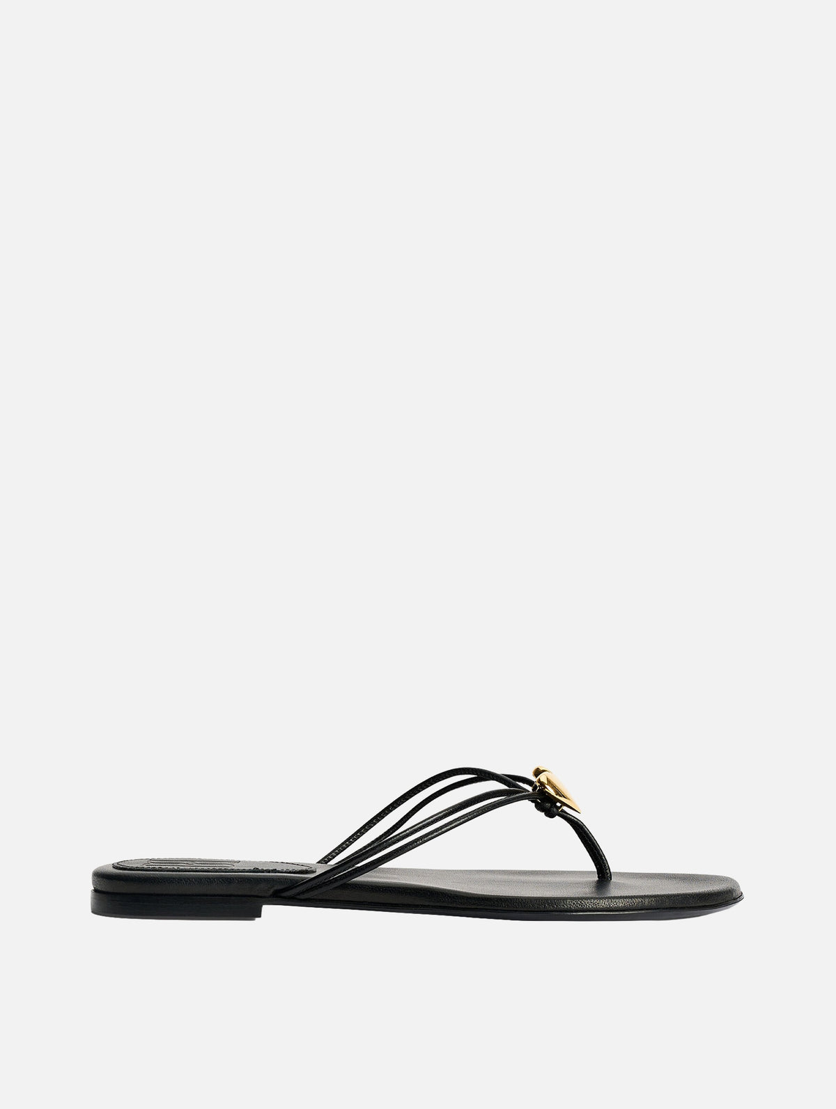 Natta Heart Leather Sandals in Black