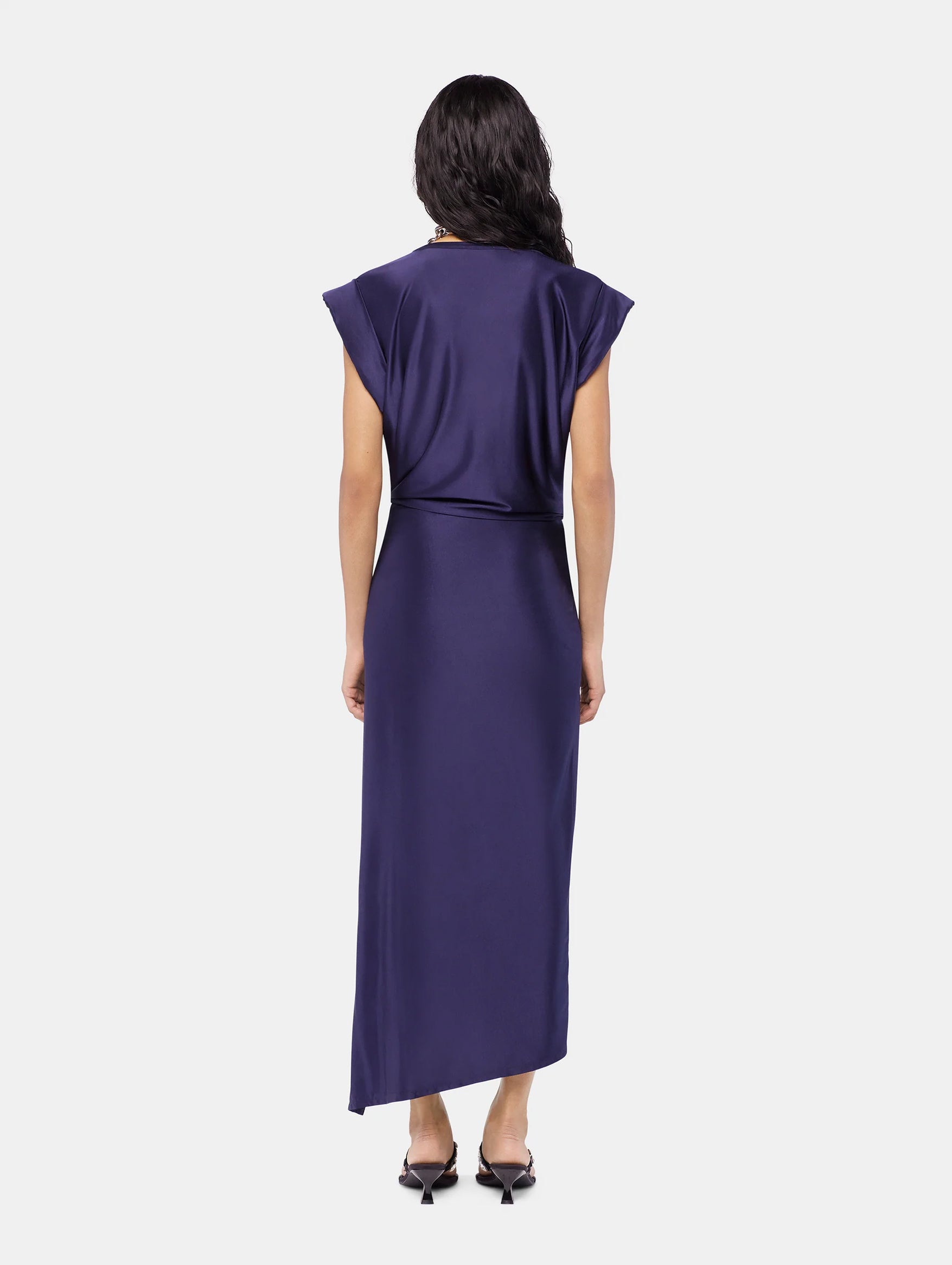 Midi Piercing Jersey Dress in Deep Navy