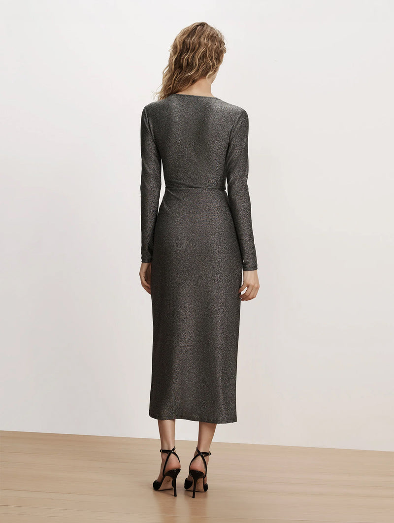 Neomie Metallic Midi Dress in Gunmetal