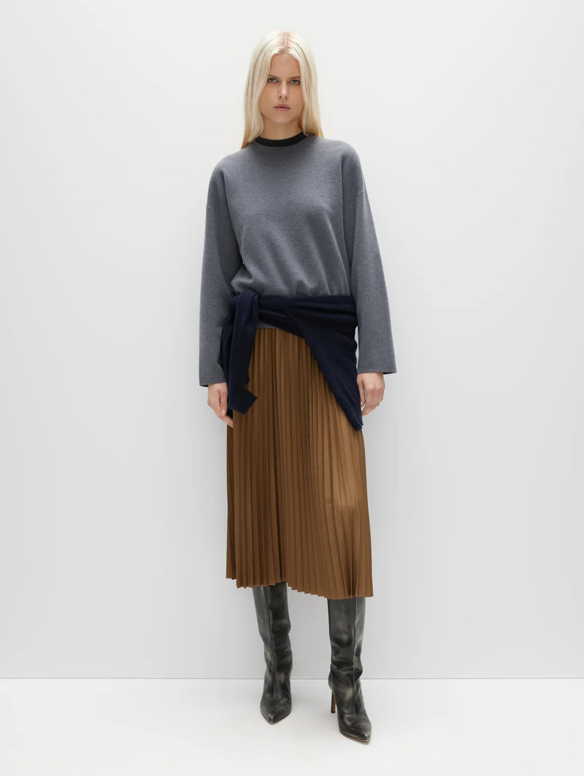 Sunray Pleating Skirt in Loden