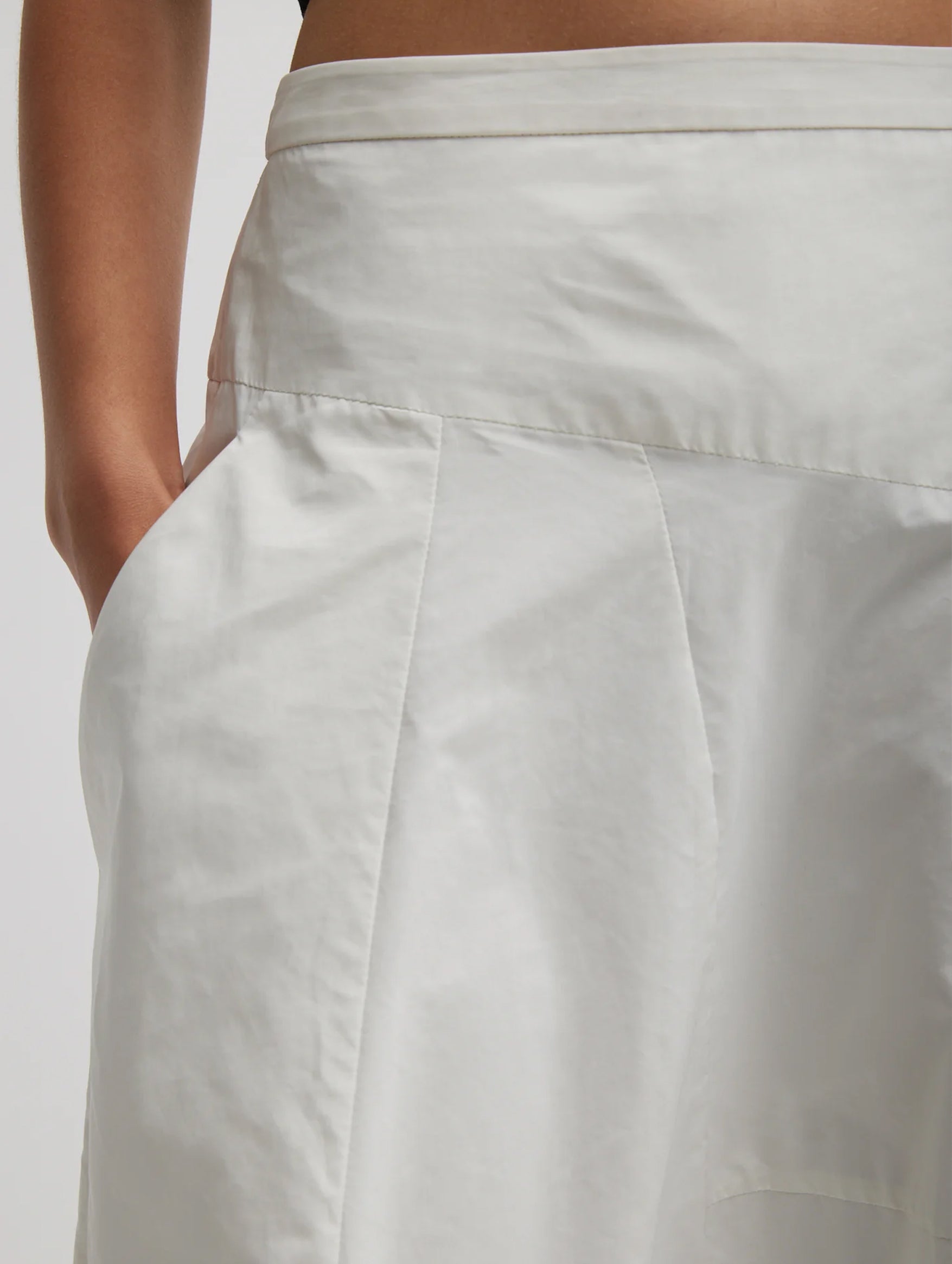 Nylon Asymmetrical Balloon Skirt in White