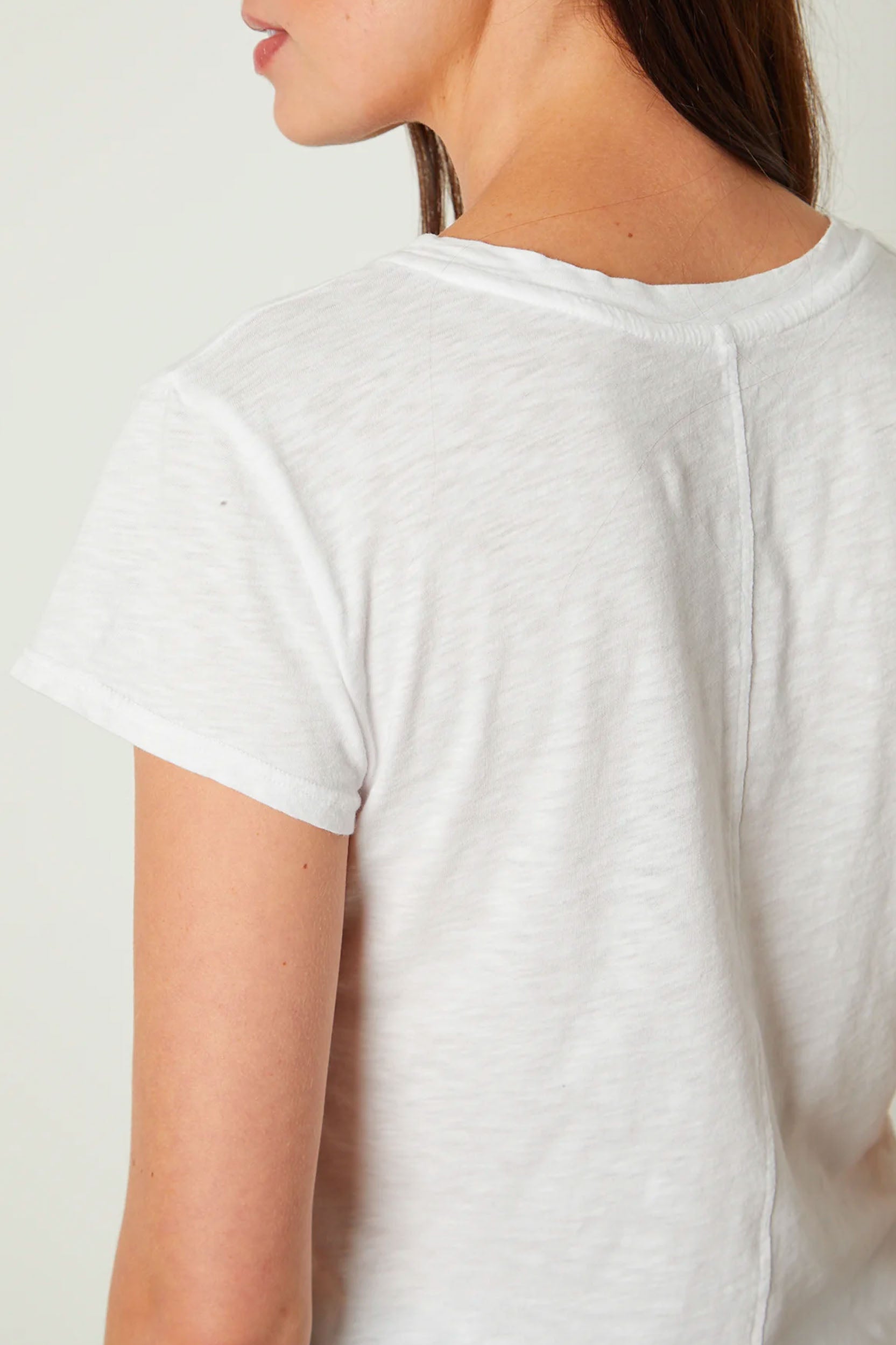 Odelia Cotton Slub Crew Neck Tee in White