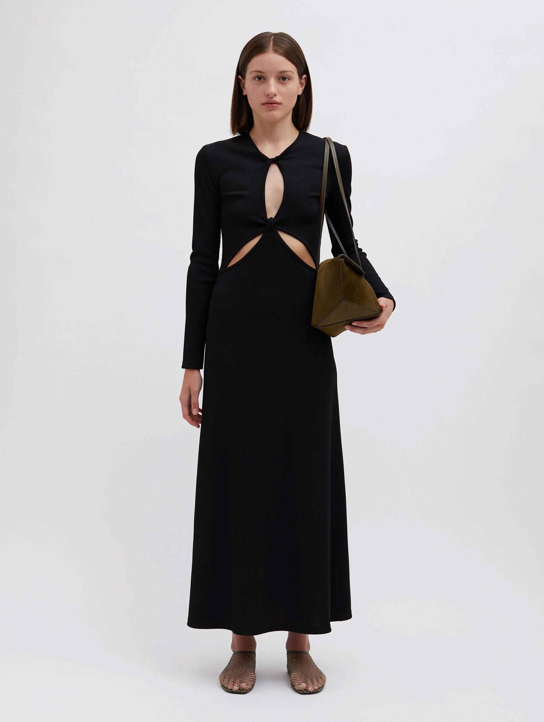 Open Twist Anglaise Dress in Black