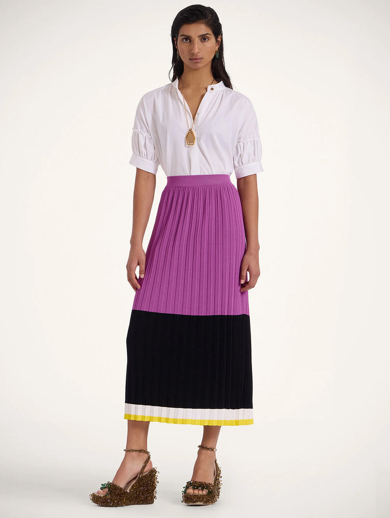Organetto Skirt in Color Block Purple & Black