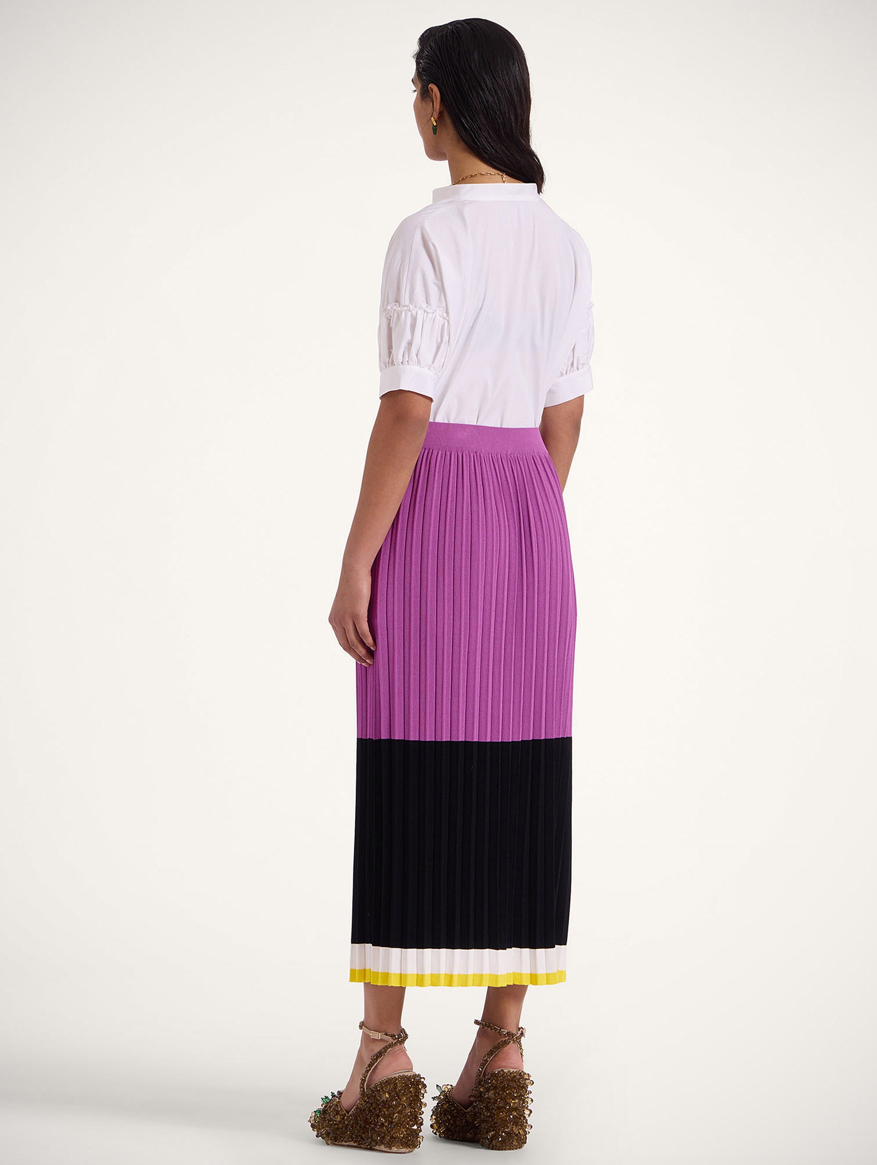 Organetto Skirt in Color Block Purple & Black