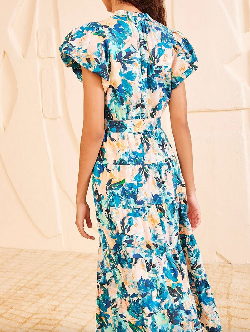 Ottilie Floral Dress in Delphinium