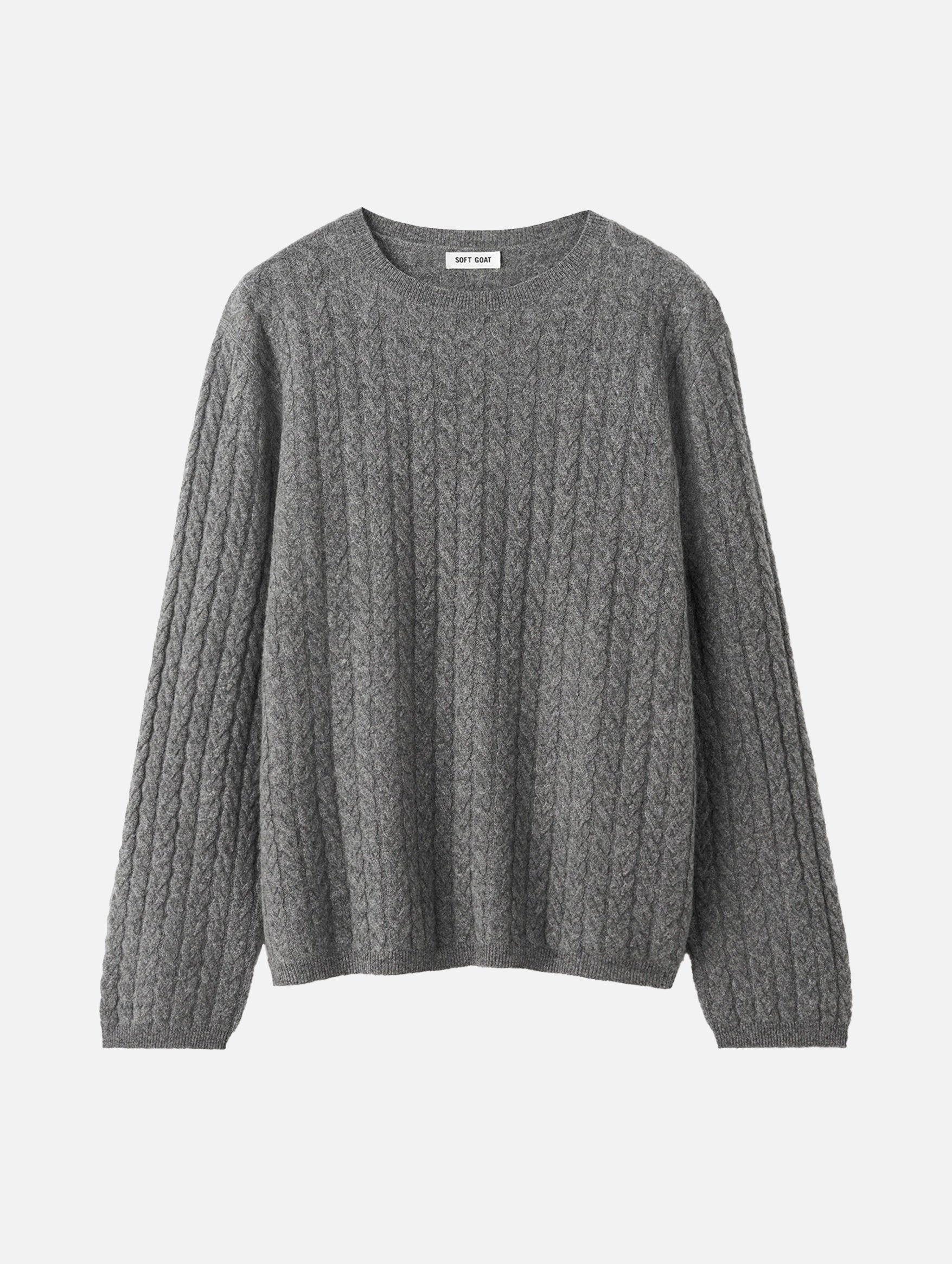 Oversized Cable Knit Cashmere Sweater in Grey