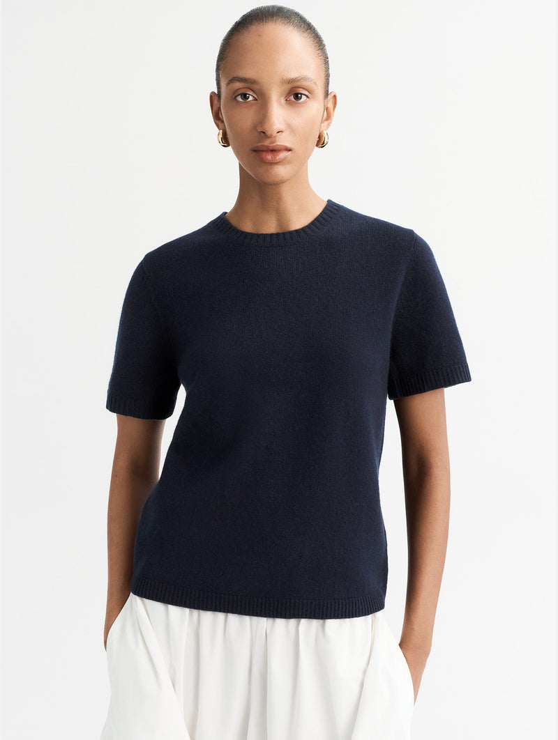 Oversized Cashmere T-Shirt in Navy