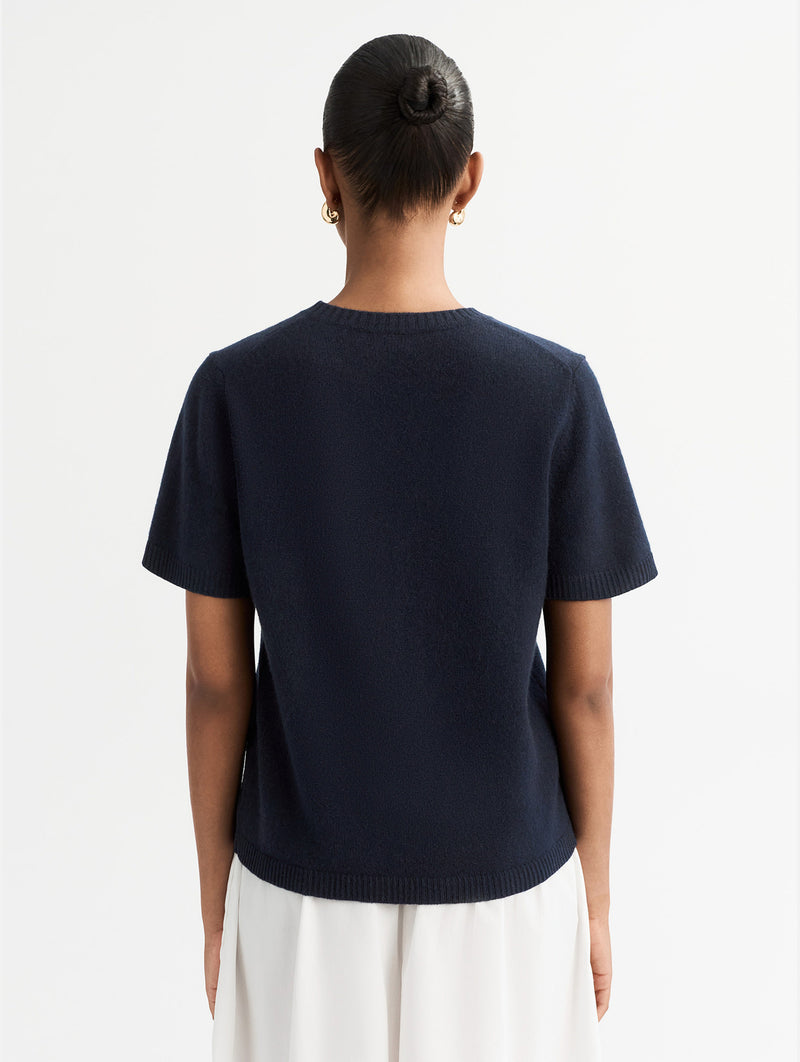 Oversized Cashmere T-Shirt in Navy