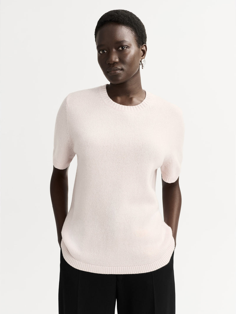 Oversized Cashmere T-Shirt in Powder