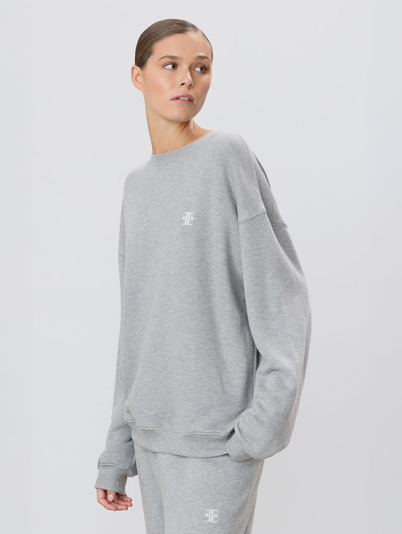 Oversized Crewneck Sweatshirt in Heather Grey