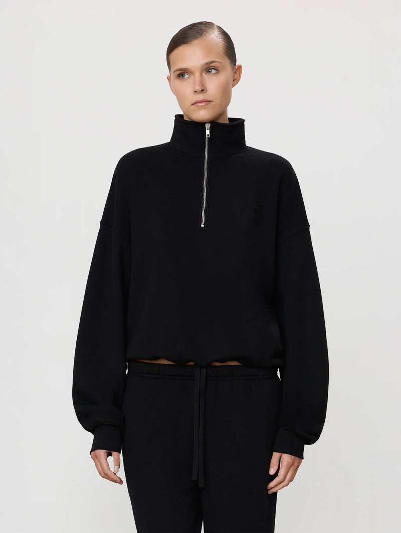 Oversized Half-Zip Sweatshirt in Black