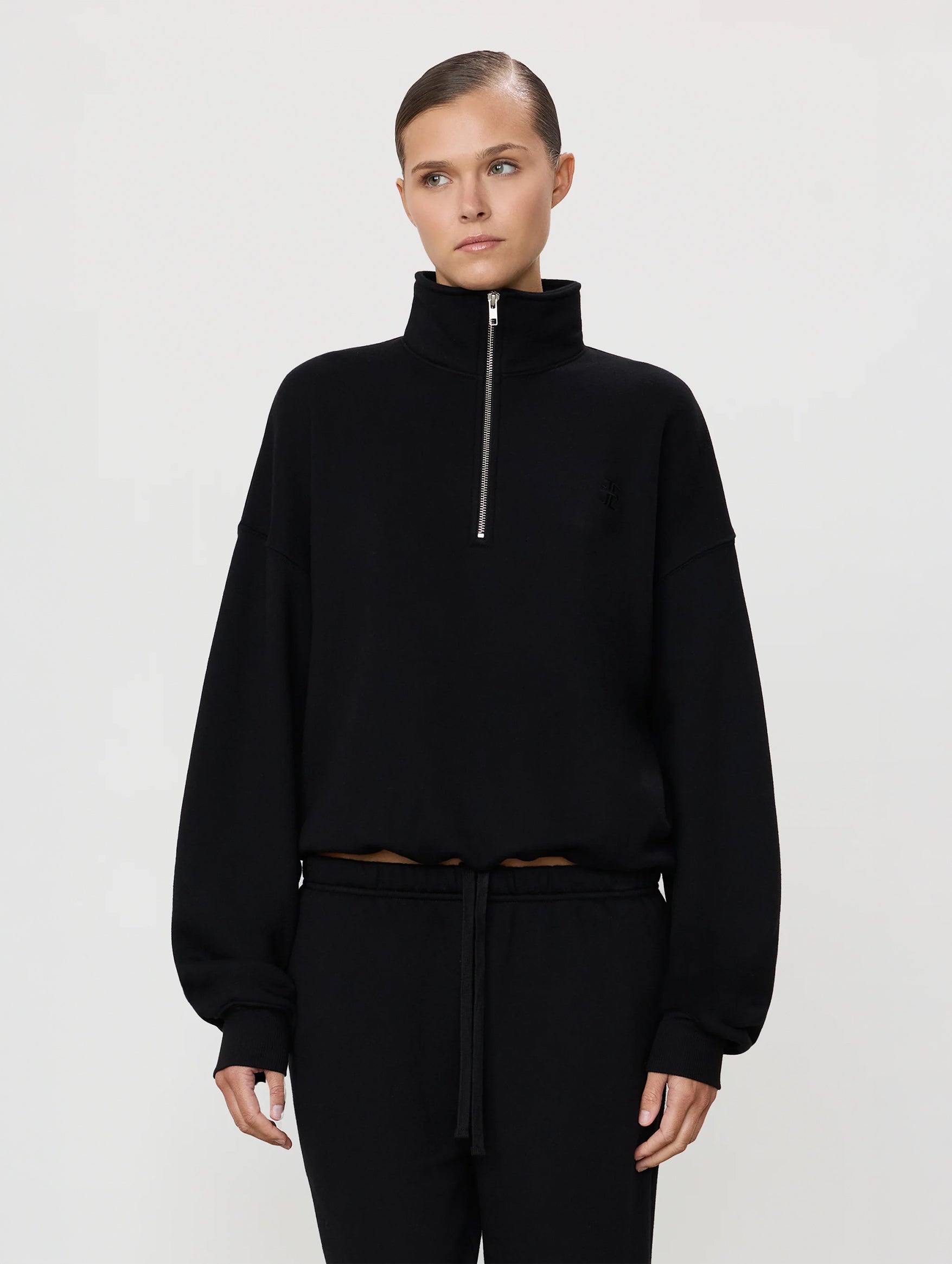 Oversized Crewneck Sweatshirt in Black