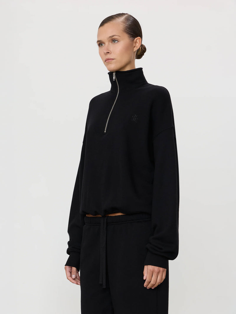 Oversized Half-Zip Sweatshirt in Black