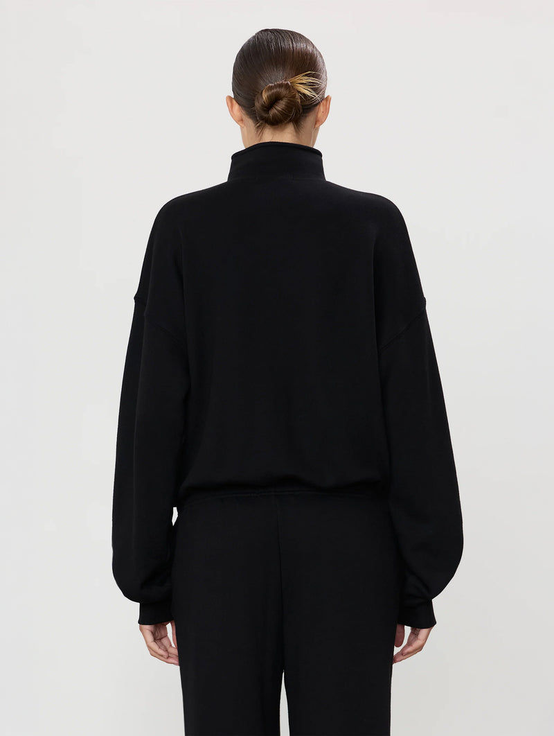 Oversized Half-Zip Sweatshirt in Black