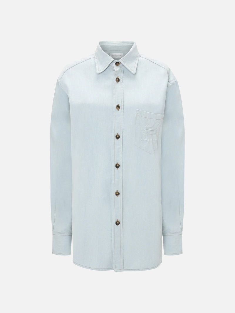 Oversized Mens Denim Shirt in Light Azul
