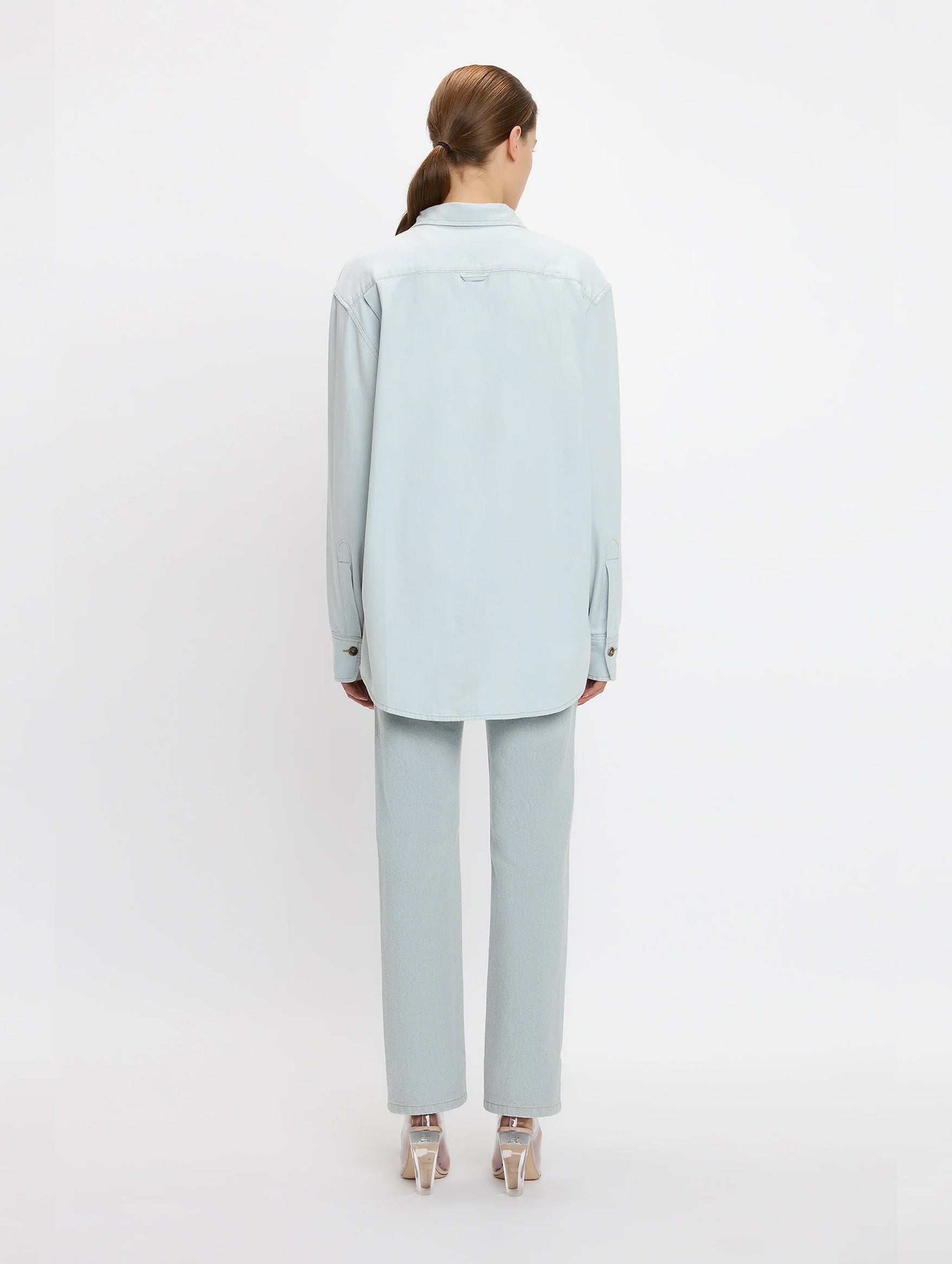 Oversized Mens Denim Shirt in Light Azul