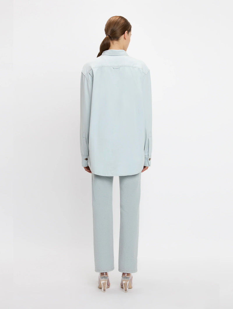 Oversized Mens Denim Shirt in Light Azul